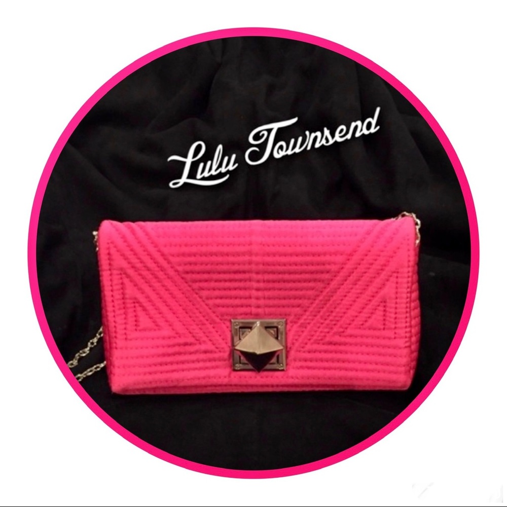 Lulu Townsend hot pink satin evening bag